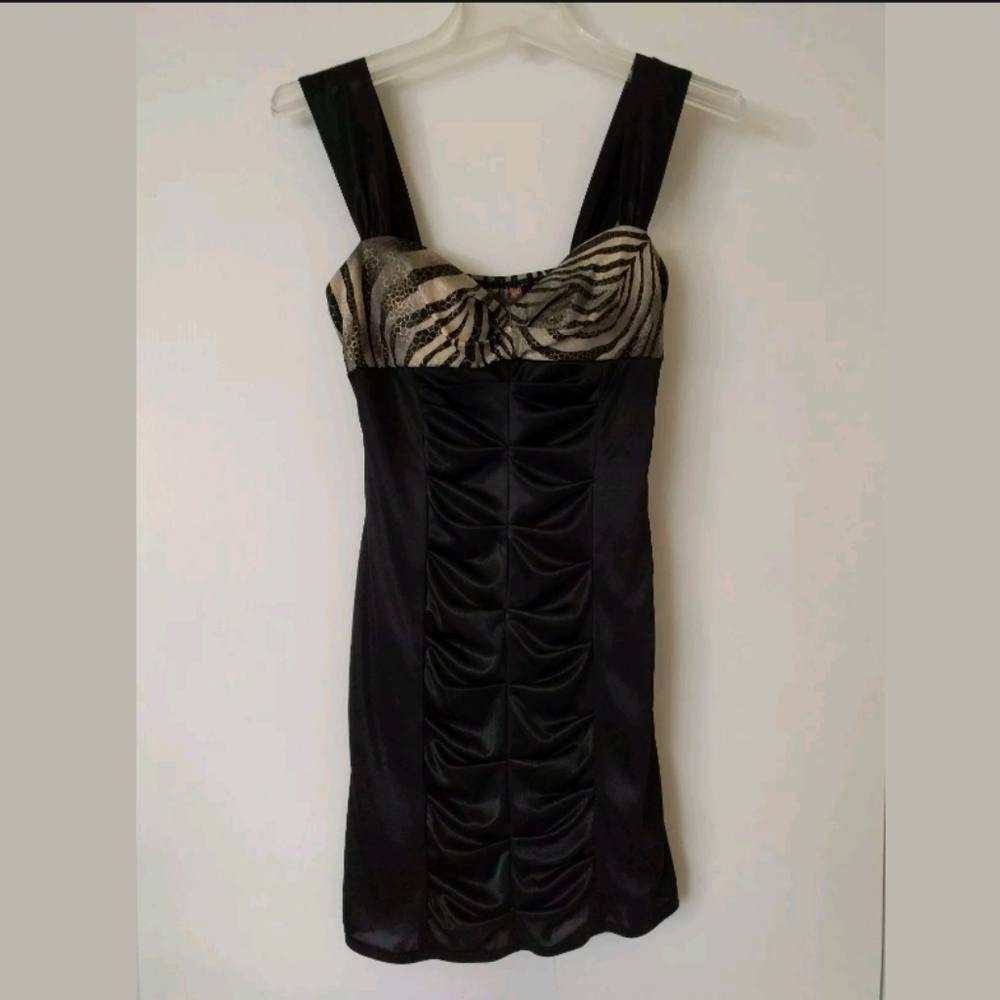 Love Tease Zebra Print Black Dress - Size 3